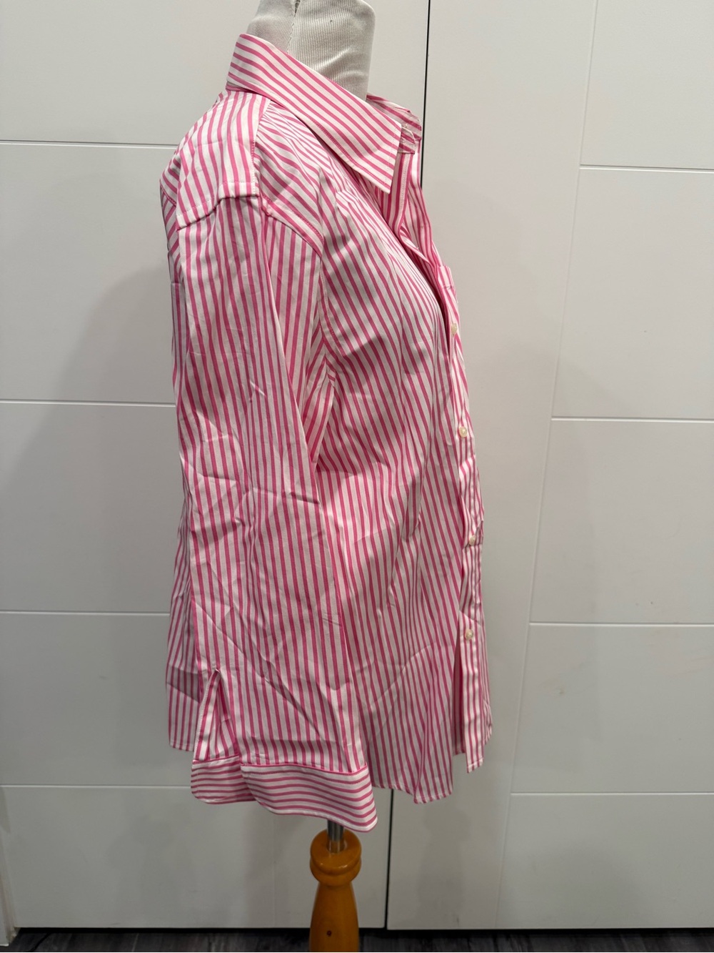 Ralph Lauren Pink and White Striped Button-Up Shirt with Anchor Embroidery - Picture 5 of 9